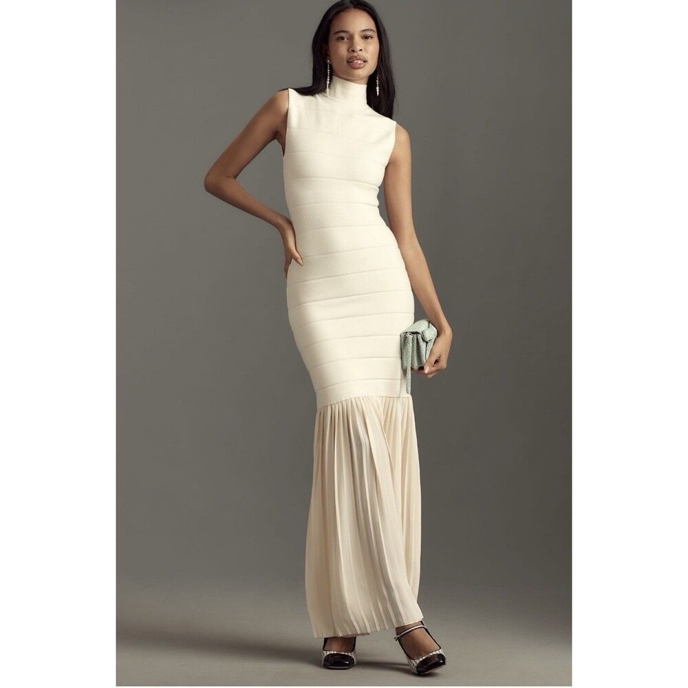 Anthropologie BLITHE Fitted Twofer Sweater Maxi Dress Sz XL  Ivory